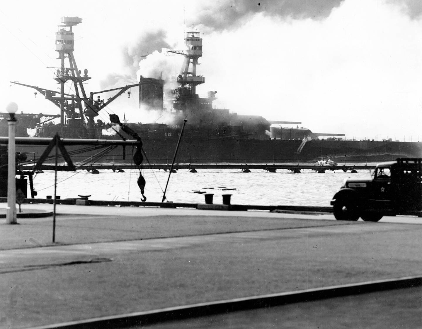 The USS Nevada was damaged in the attack on Pearl Harbor on Dec. 7, 1941.