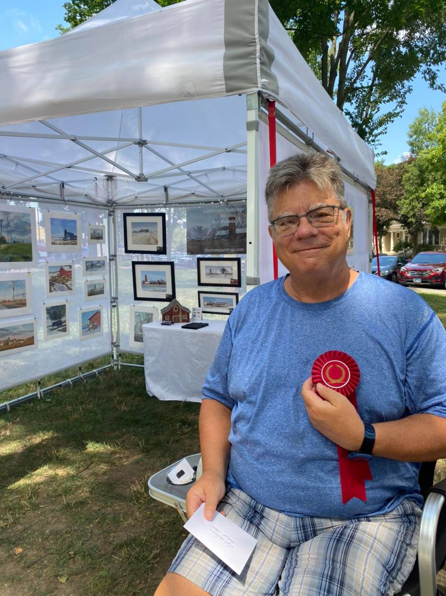 Bob Holmes received second place honors at the 2022 Art in the Park show at Washington Square in Ottawa.
