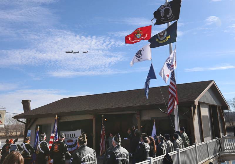 A TBM and a pair of T-6 Texans fly over the annual Pearl Harbor parade and memorial service on Saturday in Peru. This year marks the 83rd anniversary of the Dec. 7, 1941, attack on Pearl Harbor.