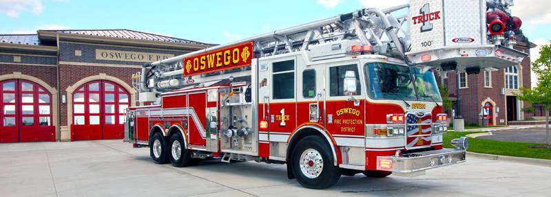 Oswego Fire Protection District truck at Station No. 1, Oswego