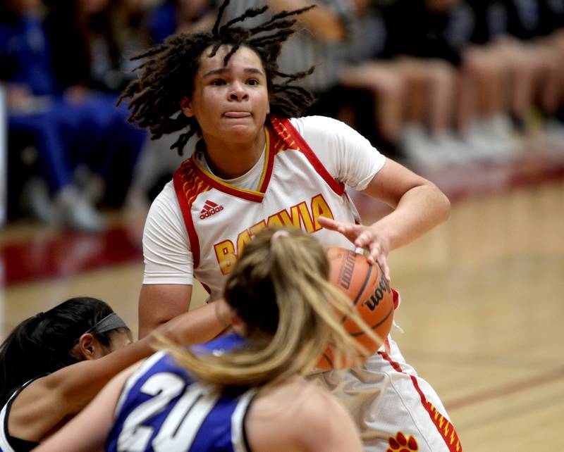 Batavia’s Addison Prewitt goes up for a shot during a home game against Geneva on Friday, Dec. 16, 2022.