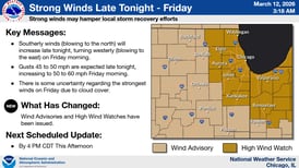 High winds Thursday night and Friday could hamper storm recovery efforts in Kankakee County