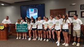 St. Bede softball team recognized with 2 state champion signs, one in McKinley Park