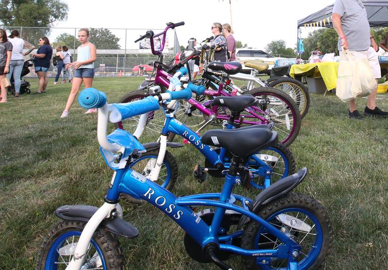 Dozens of kids bikes were one of the big prizes during the National Night Out event on Tuesday, Aug. 1, 2023 in Spring Valley.