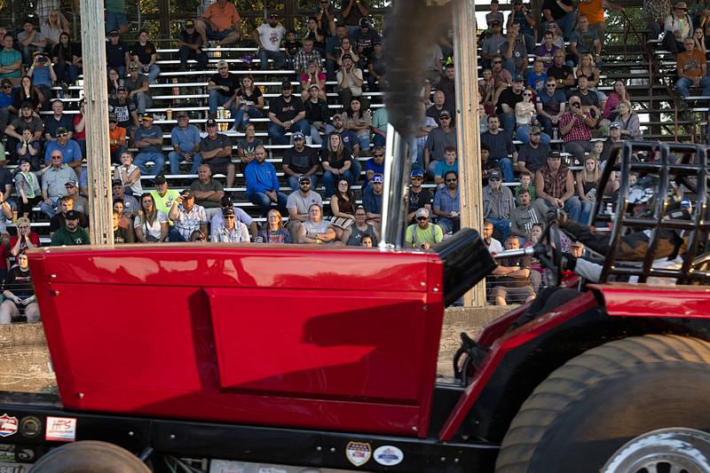 A nice crowd sits in the grandstand Wednesday, Aug. 7, 2024, to watch the Badger State Tractor Pullers do their thing at the Carroll County Fair.