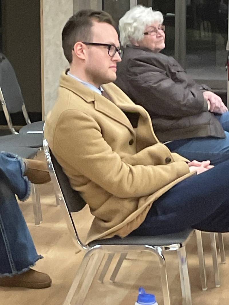 Austin Cullinan listens as the Oglesby City Council votes Tuesday, Feb. 18, 2025, to install him to the council seat being vacated by Tony Stefanelli.