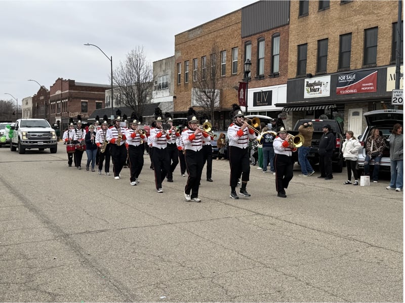 The Hall High School Marching Red Devils at the La Salle St. Patrick's Parade.