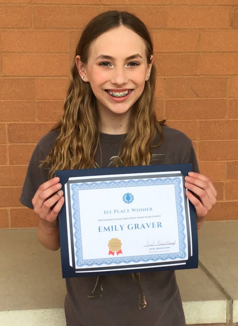 Traughber Junior High School student Emily Graver was the first place winner in the 2023 Agriculture Career Essay Contest.