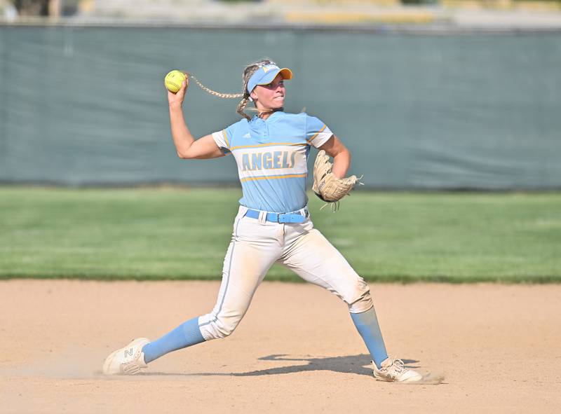Joliet Catholic's Jordan Reeves makes a play during the regional semifinal game against Crete Monee on Tuesday, May. 23, 2023, at New Lenox.