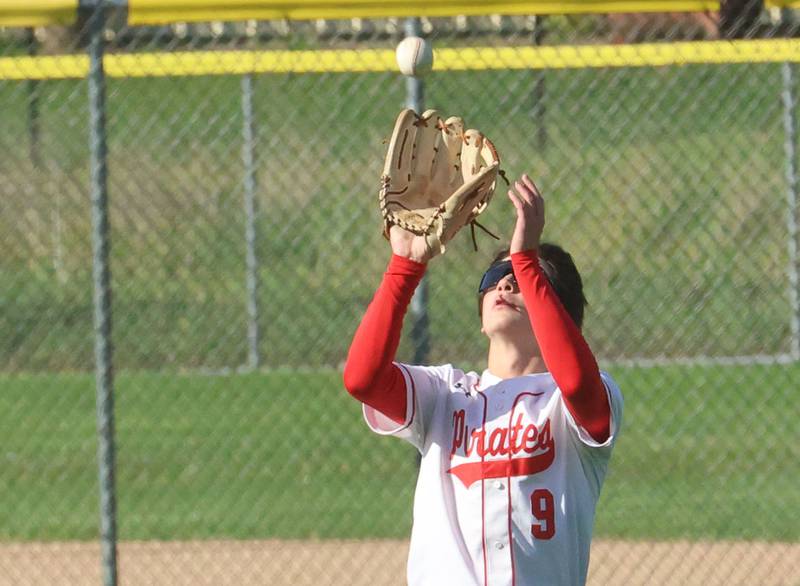 Ottawa's Aleixo Fernandez makes a catch in center field on Monday, April 20, 2026 at Ottawa High School.