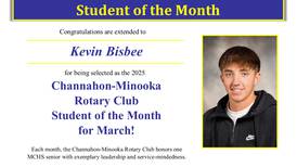 Minooka Community High School student Kevin Bisbee named Channahon-Minooka Rotary Student of the Month