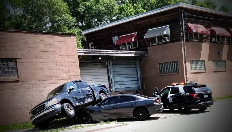 A Dodge Charger crashed into a truck on Wednesday, June 15, 2022, on Washington Street in Joliet, police said.