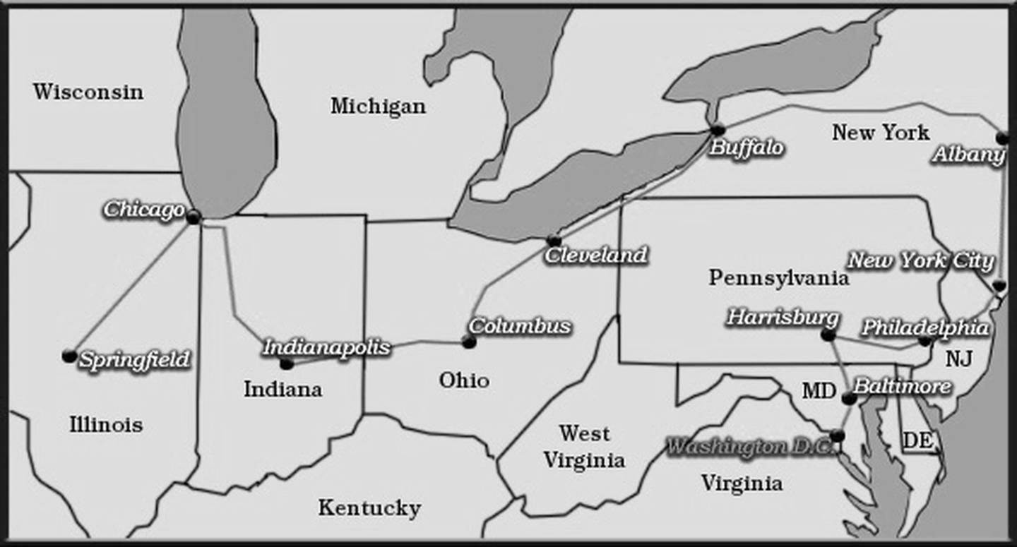 This is the course taken by President Lincoln's Funeral Train.