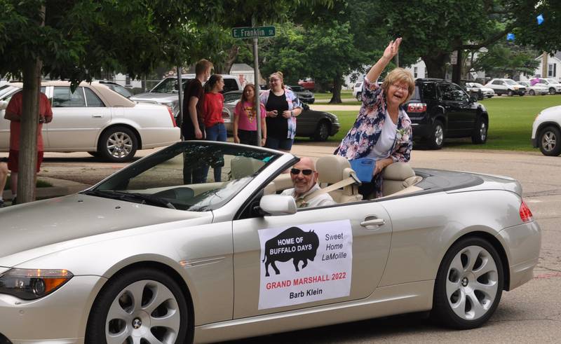 Barb Klein took her tour as the Grand Marshall for the annual Buffalo Days Celebration in LaMoille.