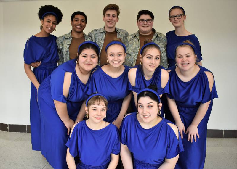 The Joliet West High School Group Interpretation team is headed to IHSA State Finals this weekend after competing on Saturday, March 19, 2021.  The team qualified for State Finals with a second place win for its performance of “Hercules.”