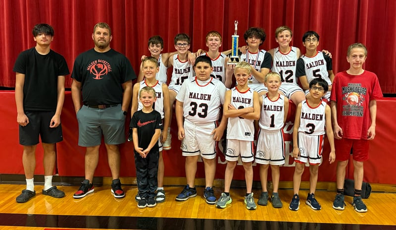 The Musketeers captured the 2025 Malden Invitational with Neponset taking second, Ohio third and Princeton Christian Academy. Team members are (front row from left) Clayton Bohm (ball boy), Junior Sandoval, Hank Biagioni, Jasper Bankes, Ramses Salazar and Daniel Reynolds; and (back row) Joseph Perez, Coach Kyle Bohm, John Lower, Max Morse, Aidan Rossler, Jase Perez, Spartan Foster and Joel Salazar. Coach Nick Lower was absent from photo.