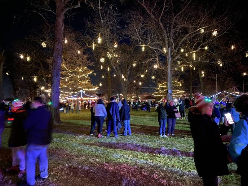 Chapin Park is lit up at the Annual Lighted Holiday Parade in Downtown Morris on Friday.