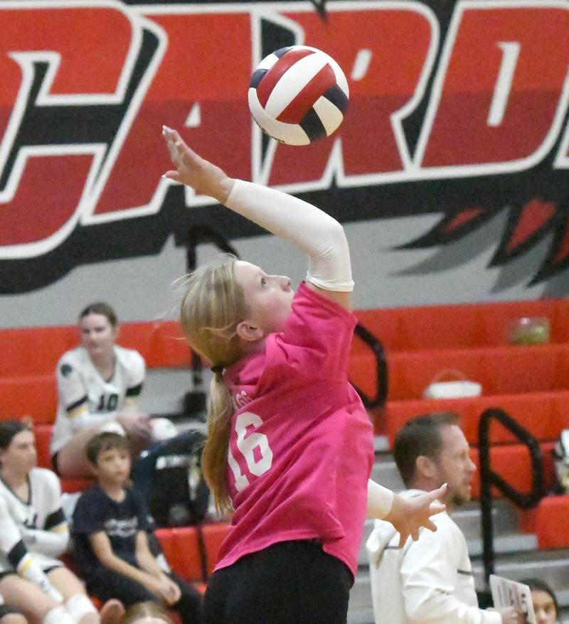 Stillman Valleuy's Alivia Bagg hits the ball during action against Fulton at the Stillman Valley Tournament on Saturday, Oct. 25, 2025 at Stillman Valley High School.