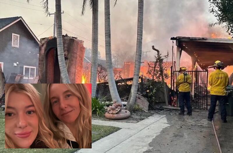 A house rented Riley Golz in Altadena, California, is seen after it was destroyed by wildfires. Inset: Golz and her mother, Jevonne Williams, both lost their homes and their possessions on Wednesday, Jan. 8, 2025, in the Altadena wildfires. They are originally from McHenry.