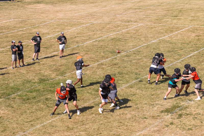 Oswego and Kaneland high school football teams held a joint practice on Thursday July 10, 2025, held at Oswego High School.