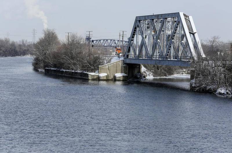 The Des Plaines River converges with the I&M Canal at this point north of the Ruby Street bridge in Joliet. The city plans to build a multimillion-dollar levee near the area because of a new map drawn by the Federal Emergency Management Agency putting much of the downtown area into a floodplain.