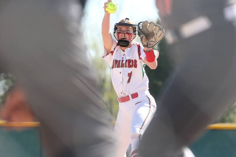 L-P's Chloe Mitchell delivers a pitch to Ottawa on Wednesday, May 3, 2023 at Veterans Park in Peru.