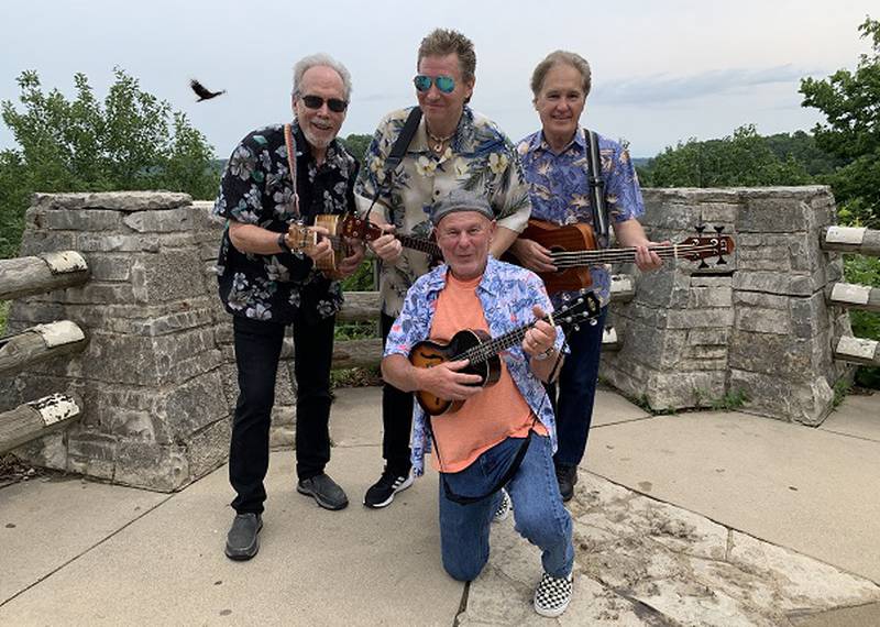 The Ukulele Moonshiners are seen at a previous performance at Starved Rock State Park. Band members are (from left) Denis Kramer, Stan Ketcik, Ed Kocjan and Ron Alberico (kneeling).