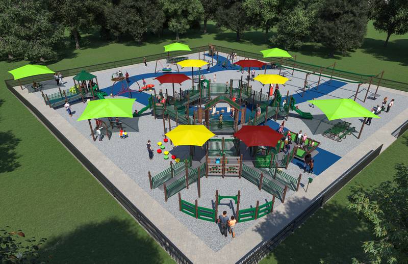 A rendering of Nature's Way Playground in Woodstock's Emricson Park is expected to be completed this fall.