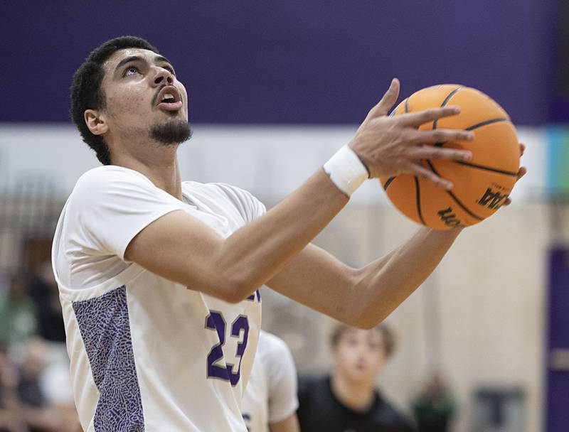 Dixon’s Zander Wilson puts in a reverse lay-up against Alleman Wednesday, Jan. 28, 2026.