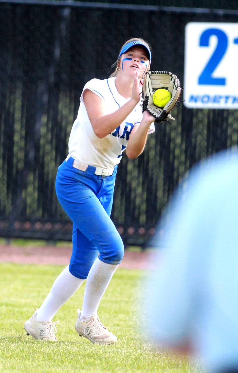 St. Charles North’s Mackenzie Patterson makes a catch in the outfield during the Class 4A St. Charles North Supersectional against Whitney Young on Monday, June 3, 2024.