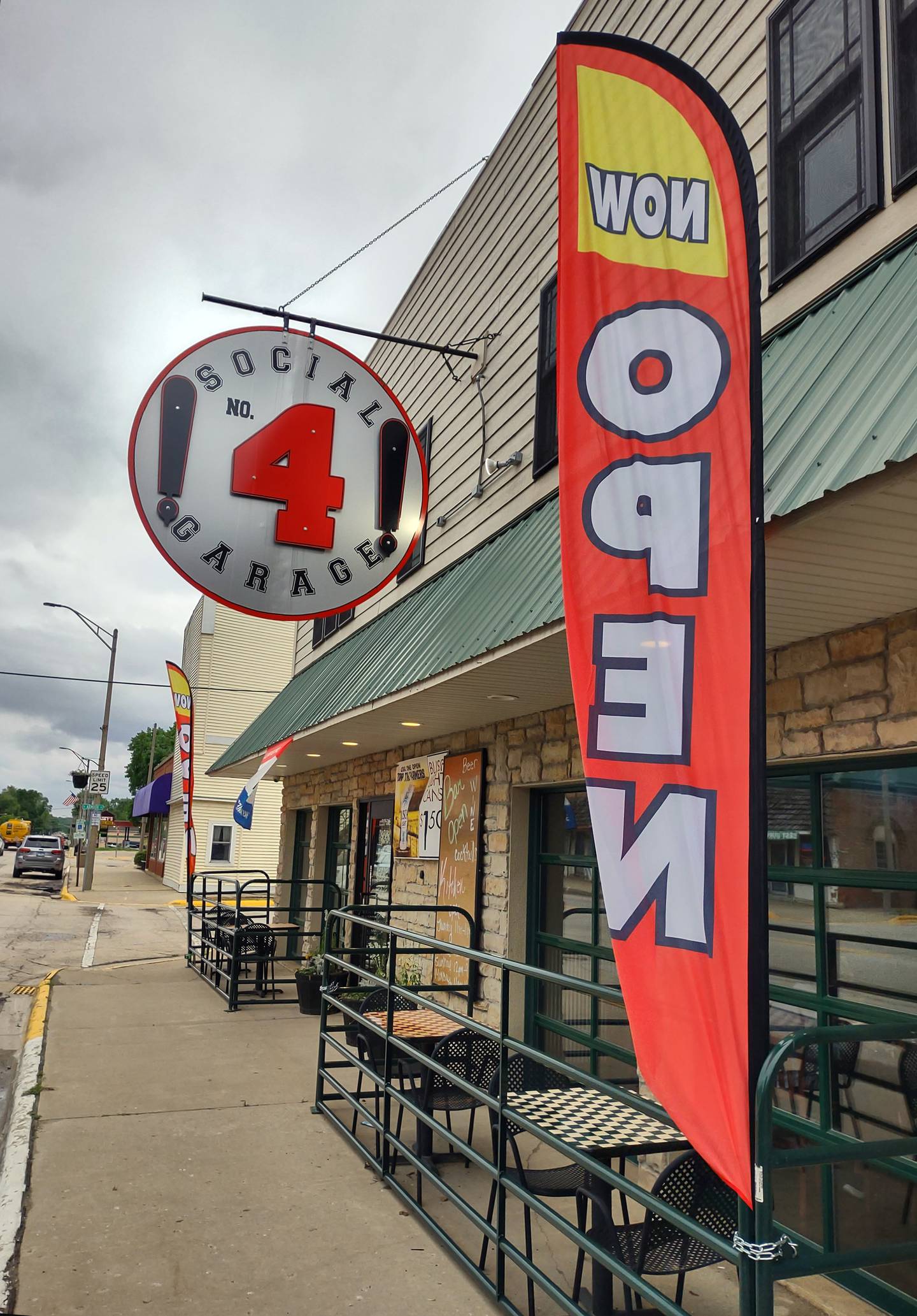 You can't miss the sign when looking for No. 4 Social Garage on Main Street in downtown Seneca.