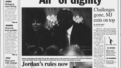 MJ retires (again), a Prohibition bust, Gov. Quinn fumbles speech and more historic covers for Jan. 14