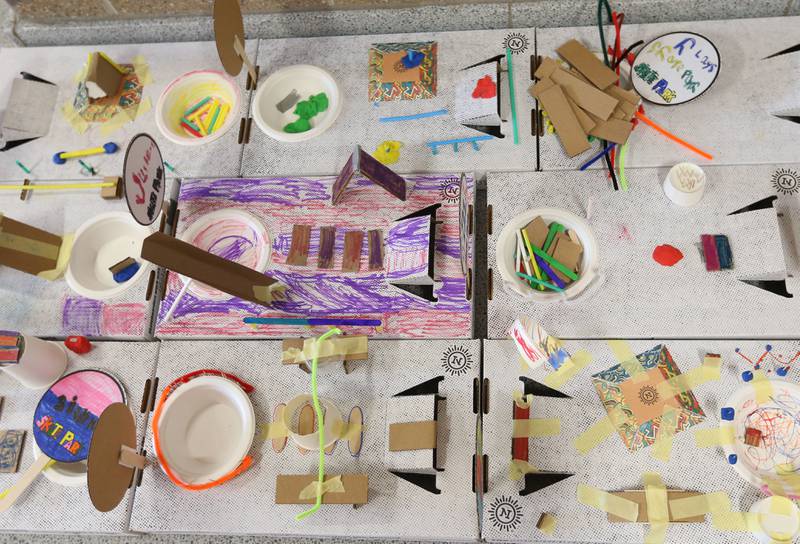 Students create a mini skate parks during Camp Invention at Central Intermediate School on Thursday, June 15, 2023 in Ottawa.