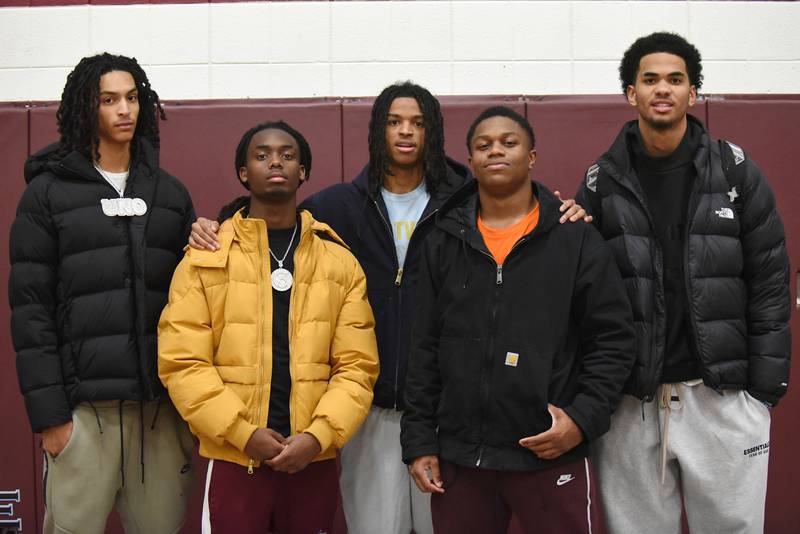 From left, Kankakee boys basketball seniors Lincoln Williams, Cedric Terrell III, Kanaz Jackson, Myair Thompson and EJ Hazelett have their sights set on a historic season on the hardwood.