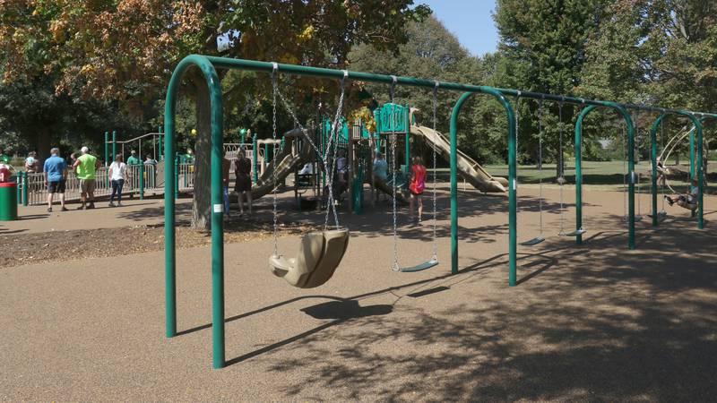 A view of the new playground during adedication on Monday, Sept. 15, 2025 at Zearing Park in Princeton. The 7,000 square-foot playground features sensory panels, in-ground merry-go-round with back support, slides, swings, health development and creative play. Half of the project was paid for by a OSLAD grant and the other half was purchased by the Princeton Park District. No tax dollars were used for the project.