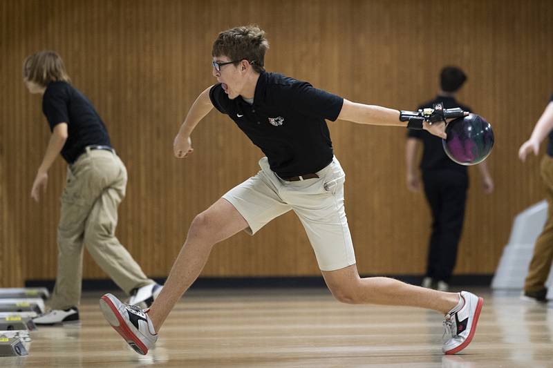 Erie-Prophetstown’s Bryce Van Dewostine fires  ball down the lane Thursday, Dec. 1, 2022 against Dixon.