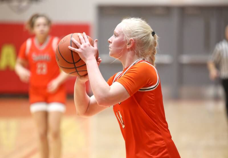 St. Charles East’s Addie Schilb shoots the ball during a game at Batavia on Thursday, Feb. 1, 2024.
