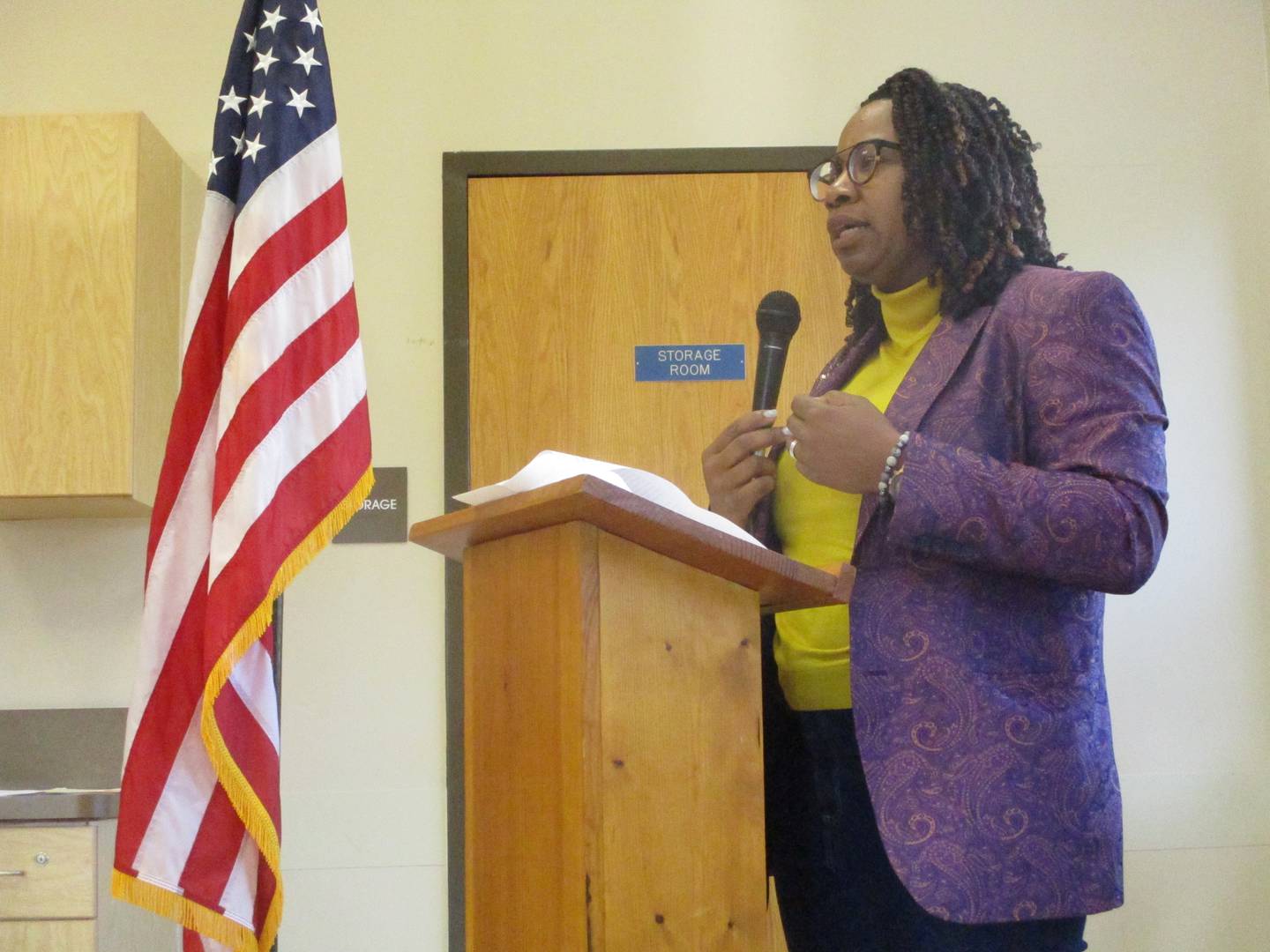 Will County Board Member Natalie Coleman, a retired military police officer with the Illinois Army National Guard, was among the speakers at a Veterans Appreciation Breakfast on Saturday, Nov. 4, 2023, at the Plainfield Township Community Center in Plainfield.