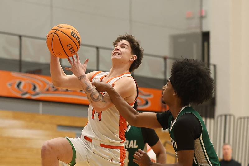 Lincoln-Way West’s Drake Been draws the shooting foul against Plainfield Central on Saturday, Jan 3, 2026 in New Lenox.