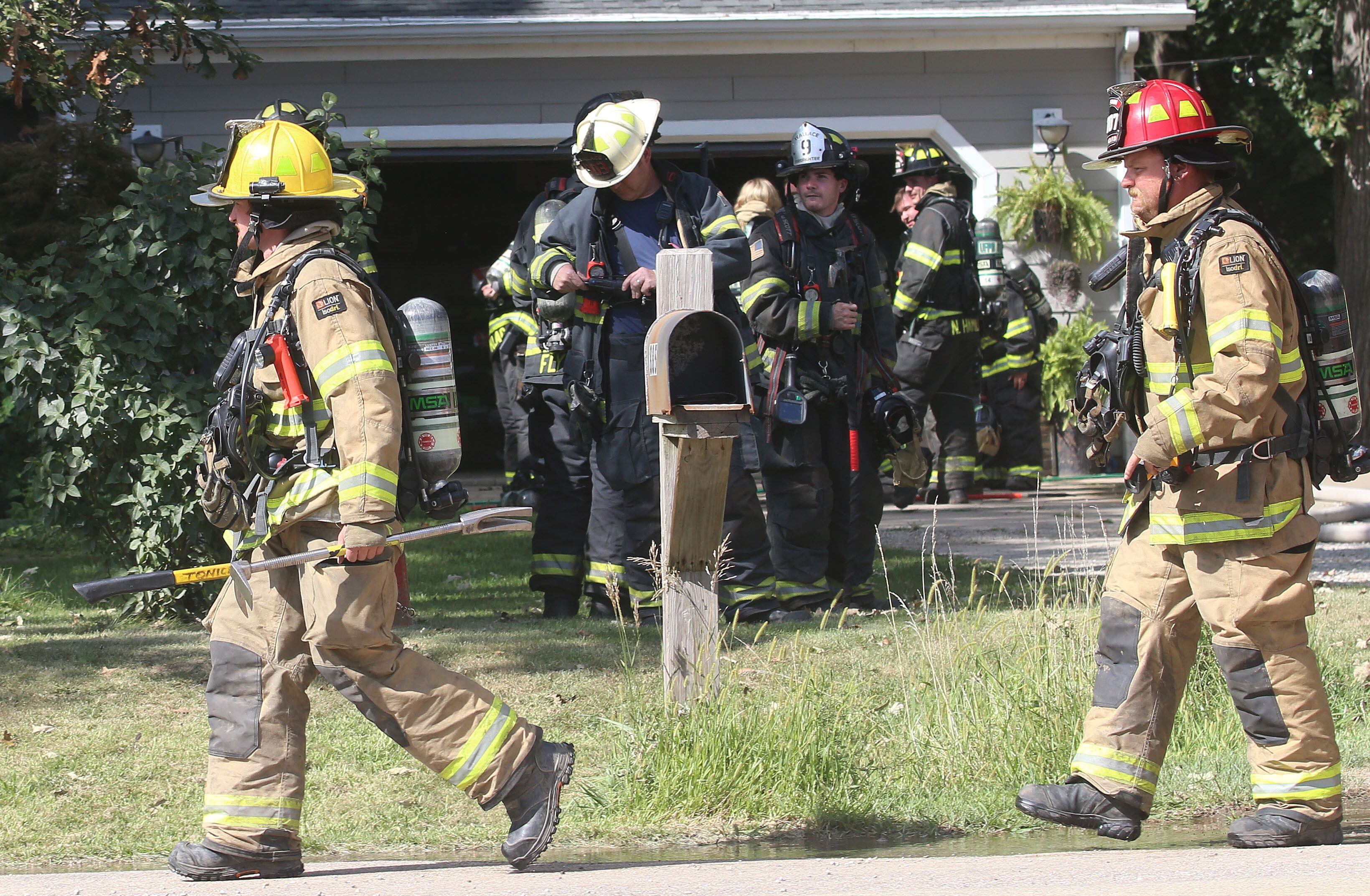 Tonica firefighters arrive on the scene to a structure fire in the 800 block of U.S. Route 6 on Tuesday, Aug. 26, 2025 near Utica. 
