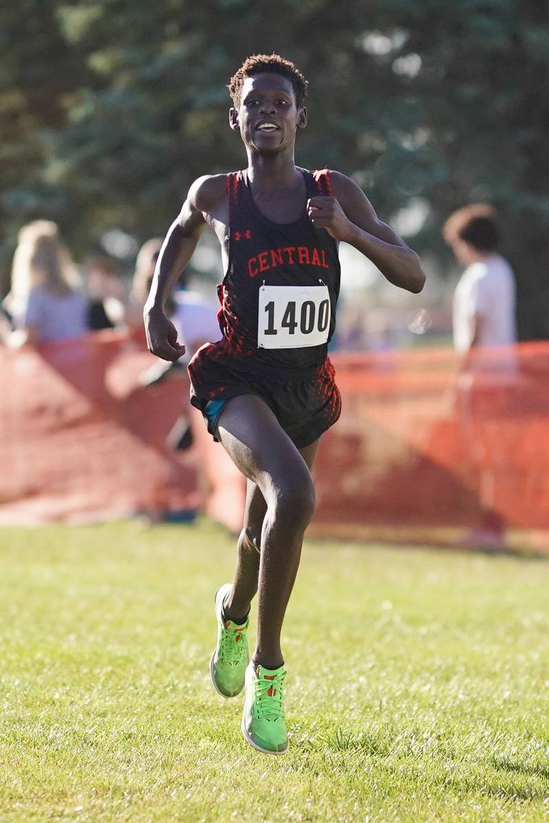 Crystal Lake Central’s Amana Omale competes in the Eddington cross country invitational at Kaneland High School in Maple Park on Saturday, Sep 21, 2024.