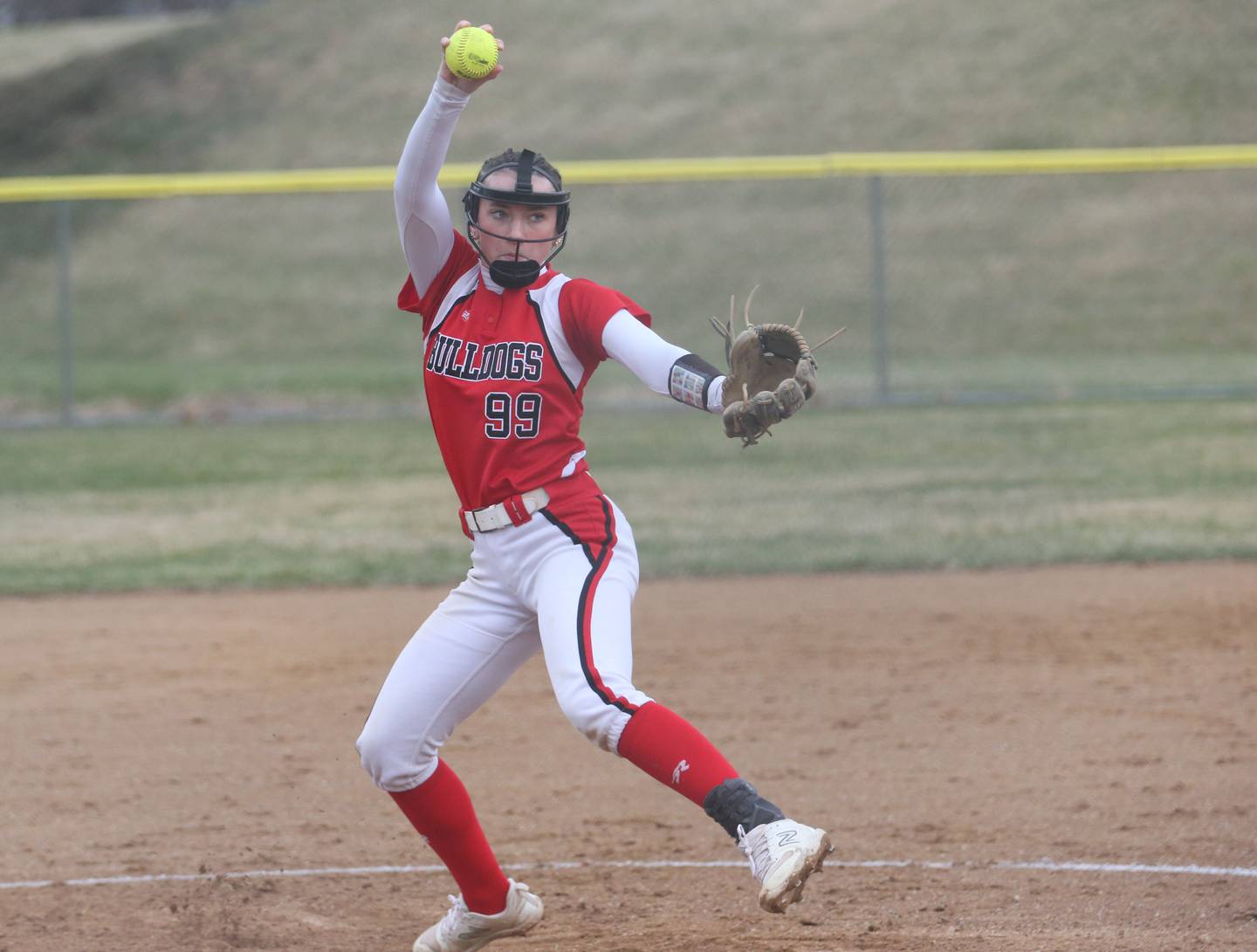 Streator pitcher Makenna Ondrey fires a pitch to Ottawa on Thursday, March 27, 2025 at Ottawa High School.