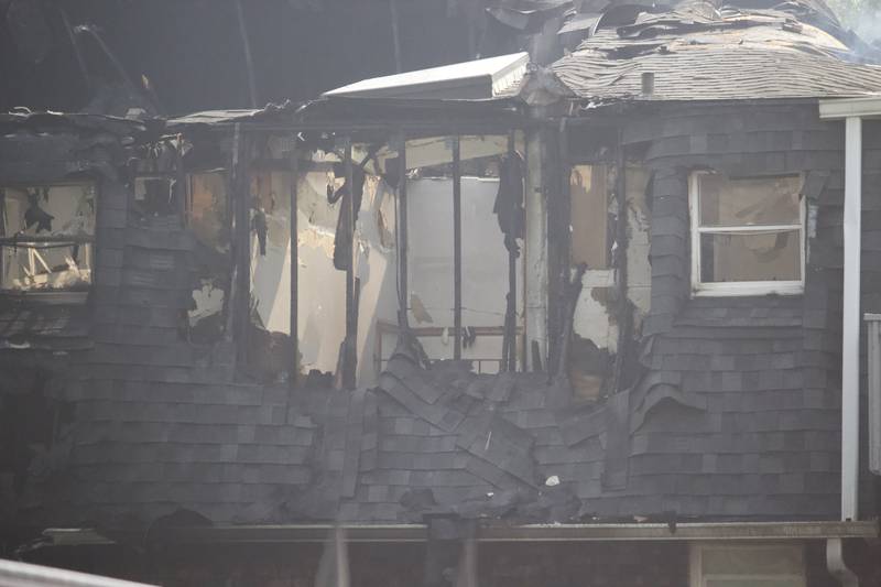 An apartment destroyed by fire on Tuesday, June 10, 2025, near Essington Road in Joliet.