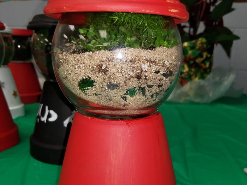 You can upcycle many old objects into a terrarium, like this old candy dispenser.