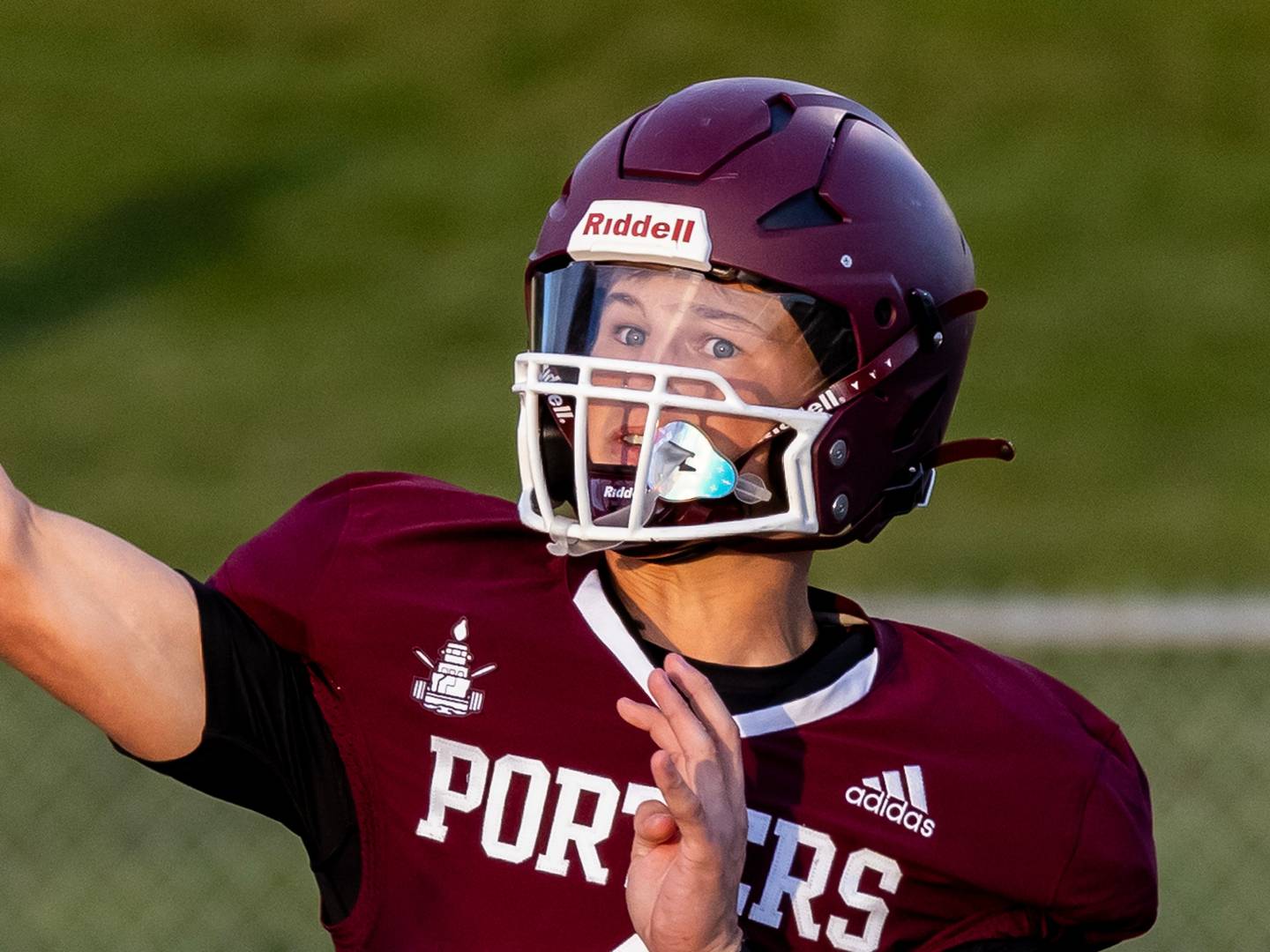 Lockport's Brendan Mecher makes a pass during a varsity football home game against Lincoln-Way West on Sept. 5, 2025.