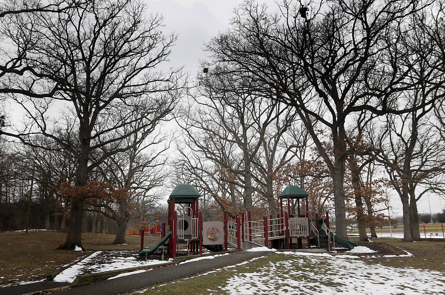 An existing playground in Emricson Park in Woodstock on Thursday, March 16, 2023. The city of Woodstock plans to build an inclusive intergenerational playground designed for all people regardless of disability and people of all ages in Emricson Park.