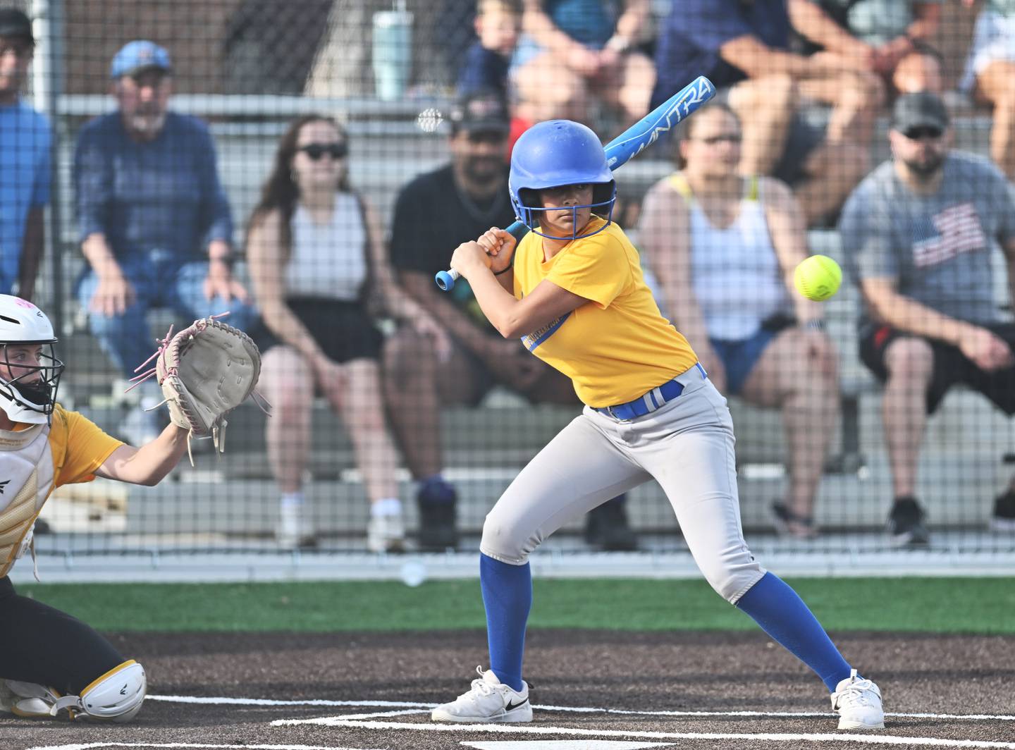 Joliet Central's Neveya Ibarra (2) at bat during the conference game against Joliet West on Monday, May. 12, 2025, at Joliet.