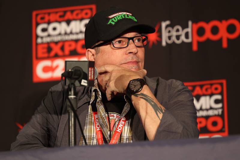 Kevin Eastman, co-creator of the Teenage Mutant Ninja Turtles, speaks at C2E2 Chicago Comic & Entertainment Expo on Friday, March 31, 2023 at McCormick Place in Chicago.