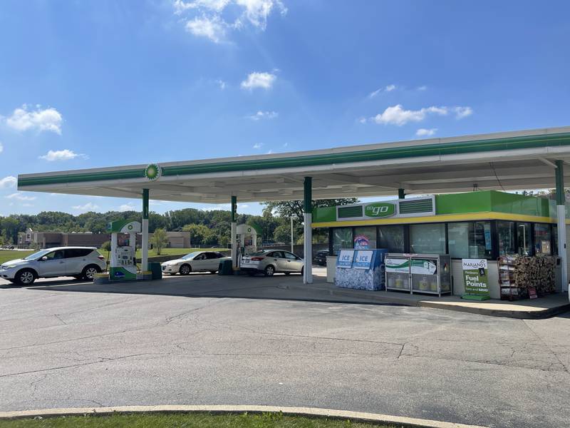 The BP gas station on the corner of Route 47 and Country Club Road, pictured Sept. 8, 2022. The BP could be demolished next year and replaced with a larger gas station and convenience store.