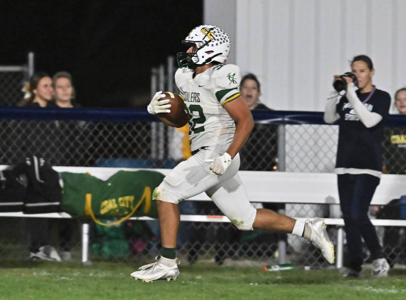 Coal City's Gabriel Mchugh breaks free for touchdown during a conference game against Peotone on Friday, Sep 27, 2024 at Peotone. (Dean Reid for Shaw Local News)
